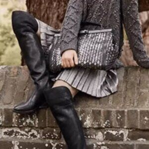 Tory Burch Simone Black Leather Over -The-Knee Boots | Sz 6.5